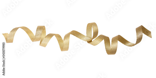 Gold ribbon isolated transparent background, PNG, Christmas decoration, gifts. photo