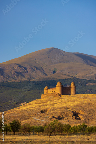 La Calahorra castle with Sierra Nevada, Andalusia, Spain