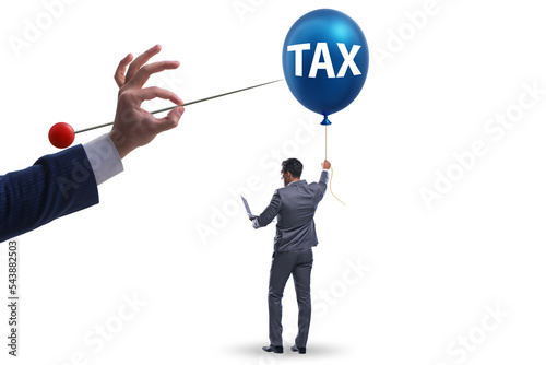 Obraz na płótnie Businessman in tax balloon concept