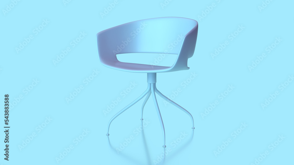 3d render blue pink bar chair four curved legs thin tubular rounded chair with a back