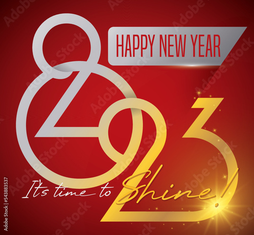 Glowing Greeting for a Bright 2023 New Year, Vector Illustration