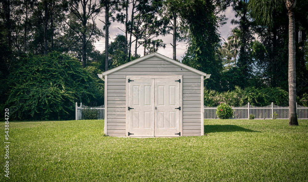 shed on the lawn