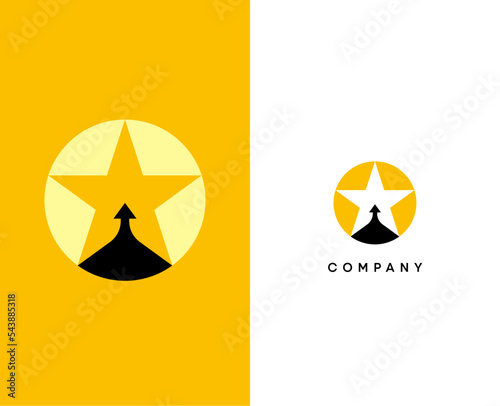 Star and arrow logo. Rising arrow and star icon. Line Style Can be used for Business and Brand Logos. Flat Vector Logo Design Template Element.
