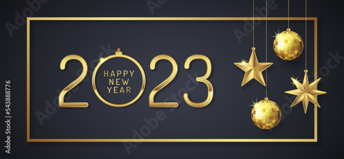 Merry christmas and happy new year 2023 banner template for decoration