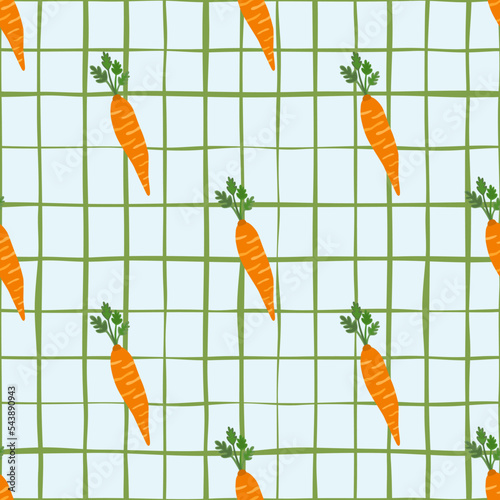 Hand drawn carrot seamless pattern. Doodle carrots wallpaper.