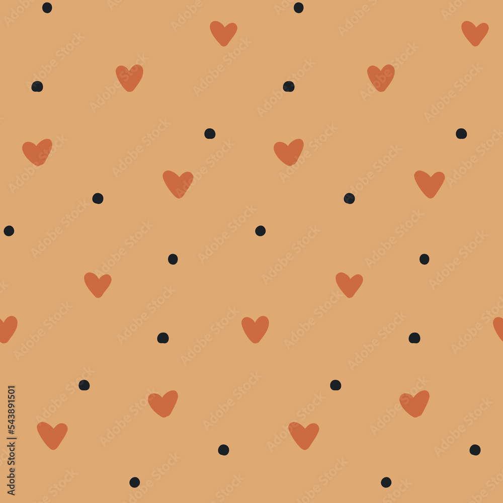 Naive boho pattern heart and dot. Baby Shower Scandinavian pastel wallpaper. Textile fabric design for kids. Flat bohemian vector neutral background paper Naive boho pattern heart and dot. Baby Shower Scandinavian pastel wallpaper. Textile fabric design for kids. Flat bohemian vector neutral background paper