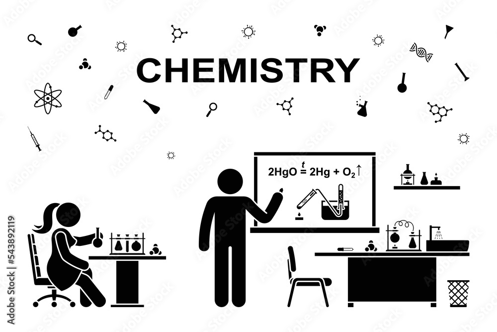 stick-figure-boy-and-girl-at-chemistry-class-lesson-vector-illustration