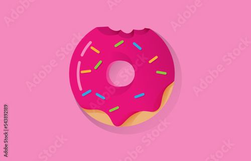 Strawberry flavored donut. vector and illustration.