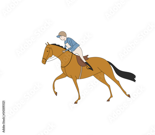Rider and a horse galloping fast, equestrian eventing © irinamaksimova