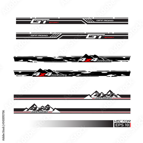 Side car body vector stripes decal. Vehicle vector Decal Stripes for the both parts, Racing Rally Stripes, Auto Racing Stripes Stickers