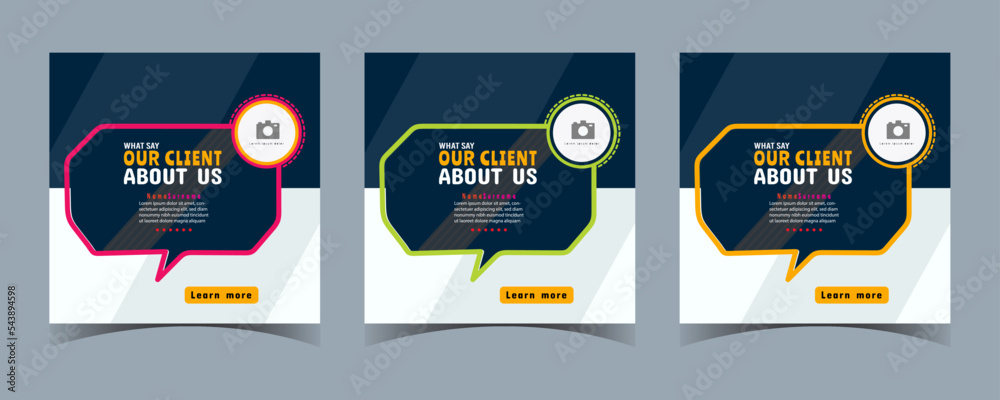 Obraz premium Client testimonials or customer feedback social media post web banner template