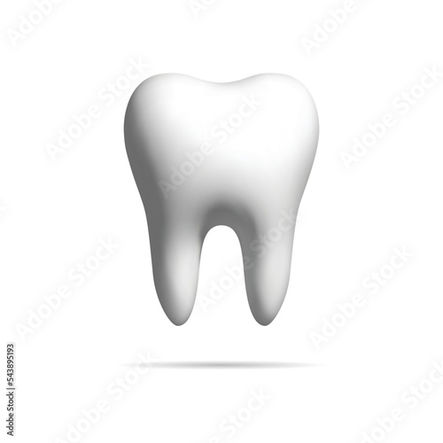 3D rendering teeth icon. Tooth icon realistic illustration. Healthy and whitening teeth. Vector illustration cartoon design. Isolated on white background.