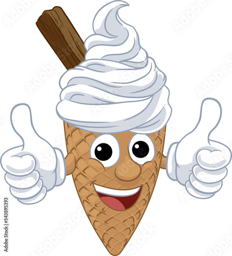 Ice Cream Cone Cartoon Char...