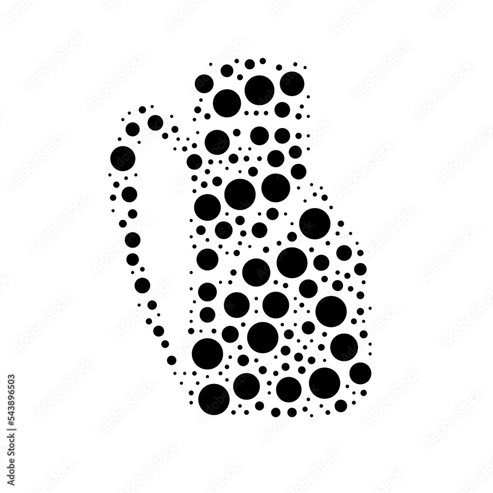 A large travel backpack symbol in the center made in pointillism style. The center symbol is filled with black circles of various sizes. Vector illustration on white background A large travel backpack symbol in the center made in pointillism style. The center symbol is filled with black circles of various sizes. Vector illustration on white background