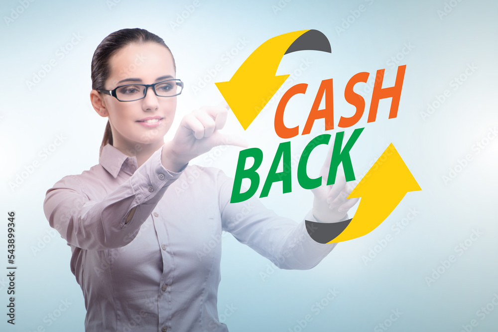 Businesswoman in the cash back concept Businesswoman in the cash back concept