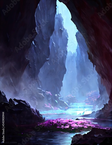 Floral cave in the mountains