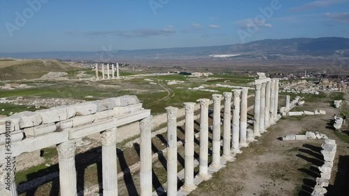 Aerial view of the ancient city of Laodicea, Denizli, Turkey photo