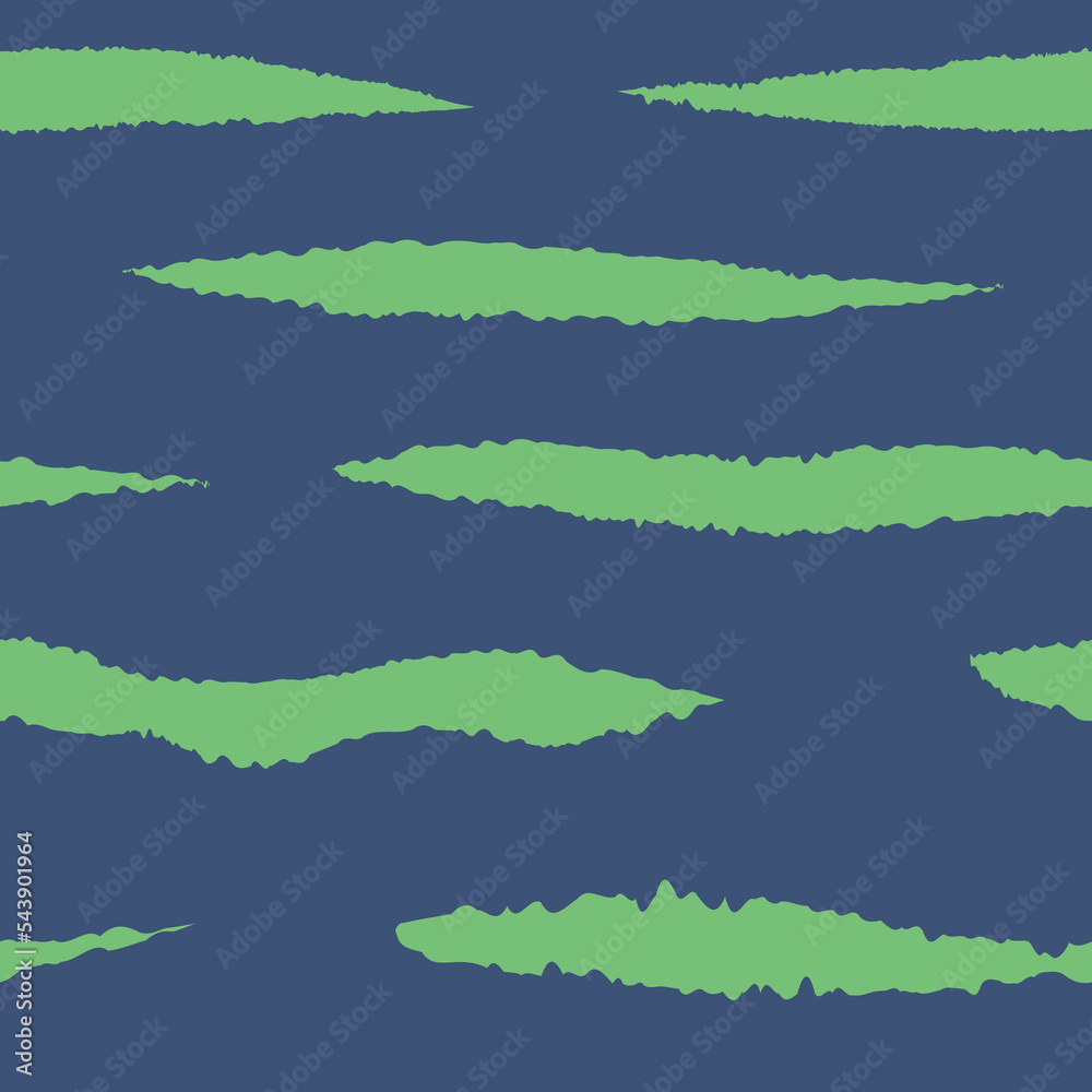 Zebra stripes seamless pattern. Blue design with green stripe print. Vector illustration.