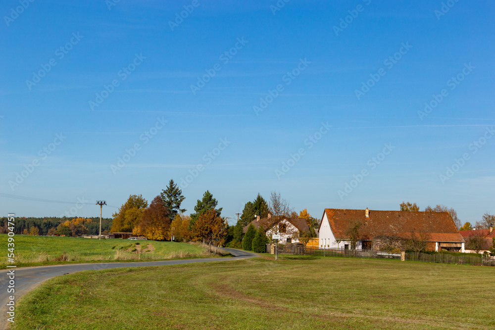 Sunny autumn day in the small village Jamnik, Czech Republic. Sunny autumn day in the small village Jamnik, Czech Republic.