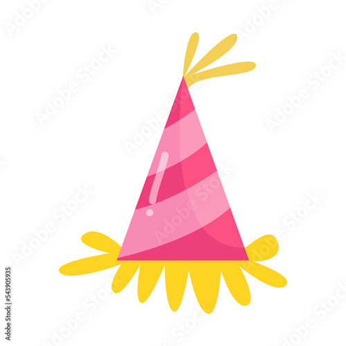 Happy birthday illustration label with cute hat suitable for happy birthday label and card