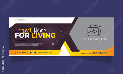 Real estate home sale social media facebook cover design and web banner template