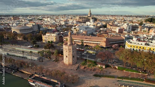 Aerial view of the Seville old town, Andalusia region, Spain photo