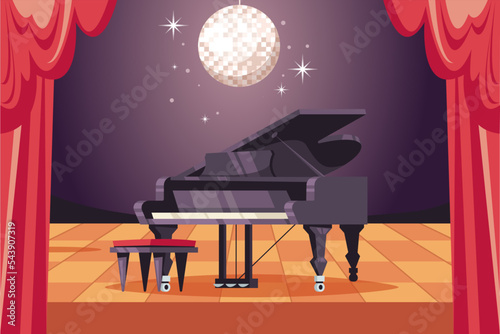 Stage music concert show rock opera festival theater concept. Vector graphic design element illustration