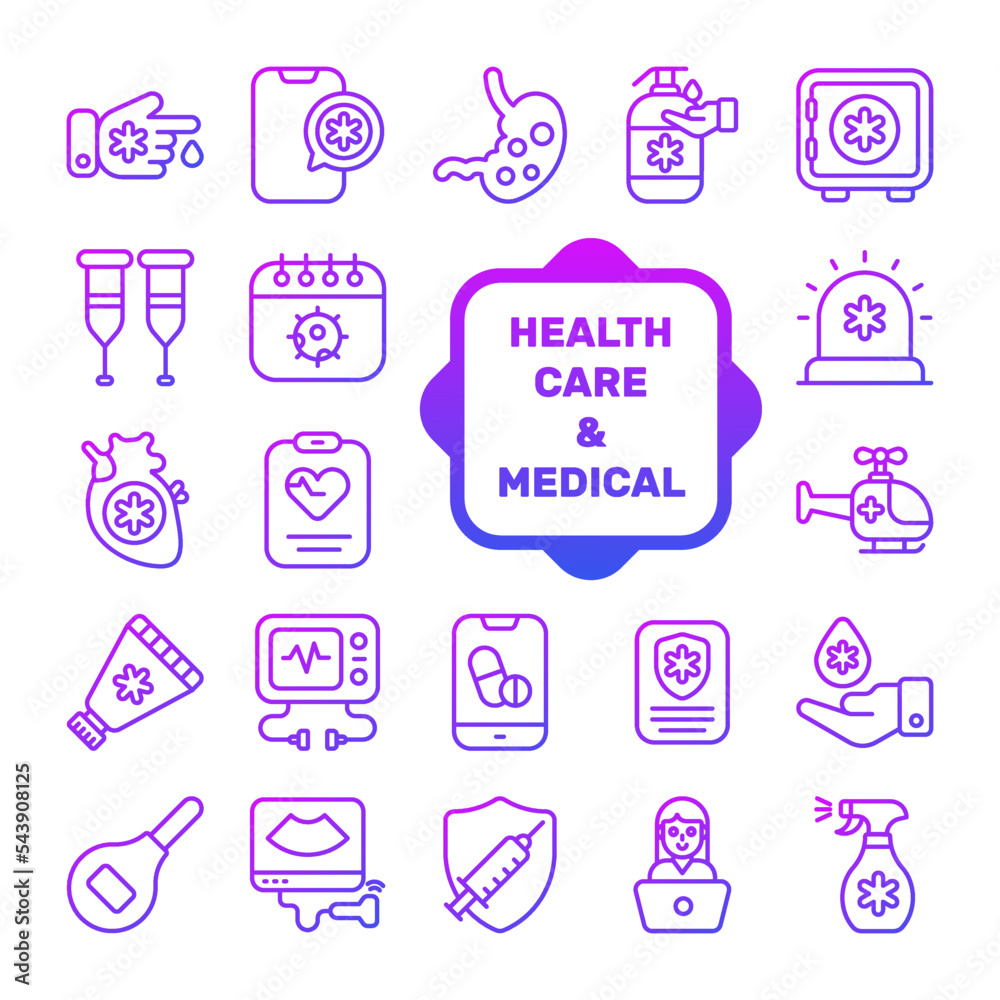 Set of Medical and Healthcare, vector icons. Premium quality symbols. medicine and health elements for mobile concepts and web apps.