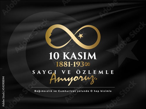 10 Kasım Atatürk Anma Günü, Saygıyla Anıyoruz. 1881-1938. Translate: November 10 is the anniversary of Ataturk death. 1938-1881.