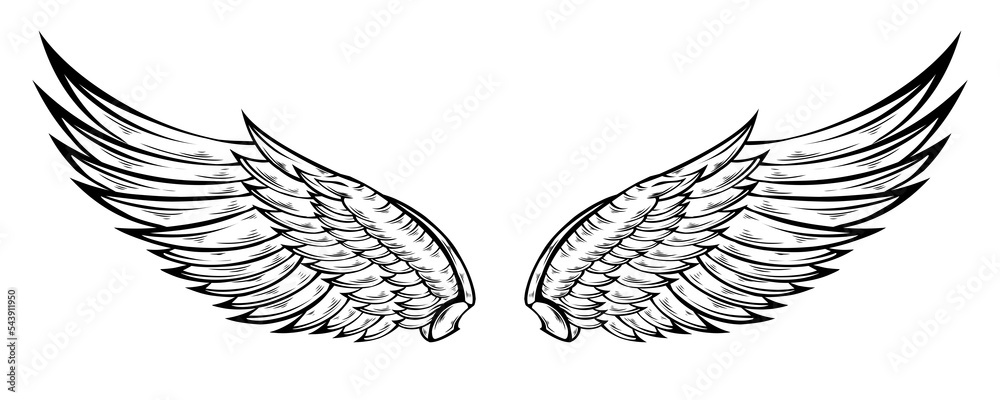 Obraz premium Tribal angel wings tattoo illustration