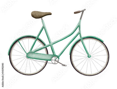 Watercolor bicycle isolated on white background