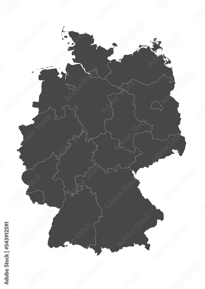 Fototapeta premium Vector map of Germany with provinces