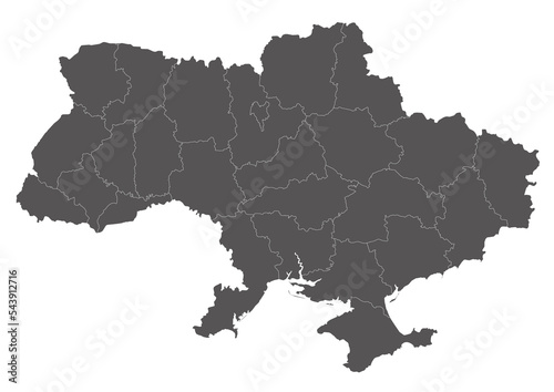 Vector map of Ukraine with provinces photo