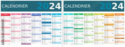 Calendrier 2024 12 mois au format 320 x 420 mm recto verso entièrement modifiable via calques et texte sans serif