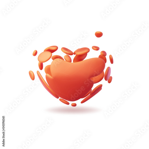 Abstract heart vector 3d illustration. Heart shape from blood cells. Blood donation concept