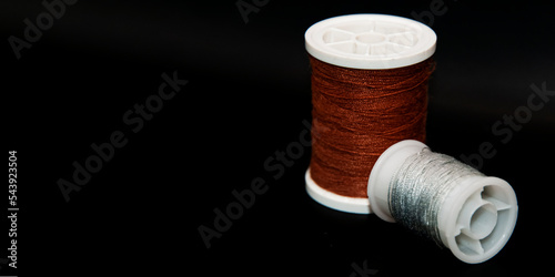 thread on a white, threads, threads on a black background, black background, beautiful background, reel of thread on black