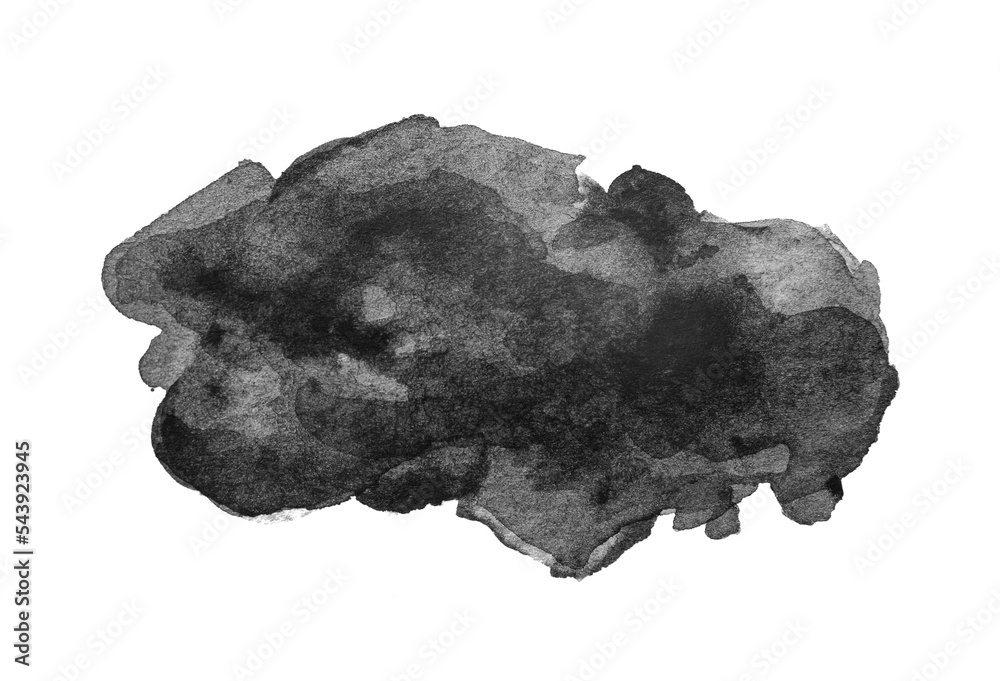 Blot of black watercolor paint on white background Blot of black watercolor paint on white background
