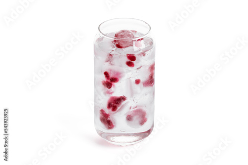 Wallpaper Mural Glass of sparkling water with ice with pomegranate seeds on a white background for Valentine's day Torontodigital.ca