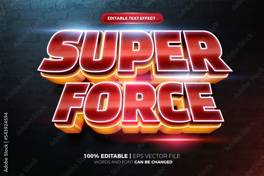 Red Super Force 3D Text Effect Style