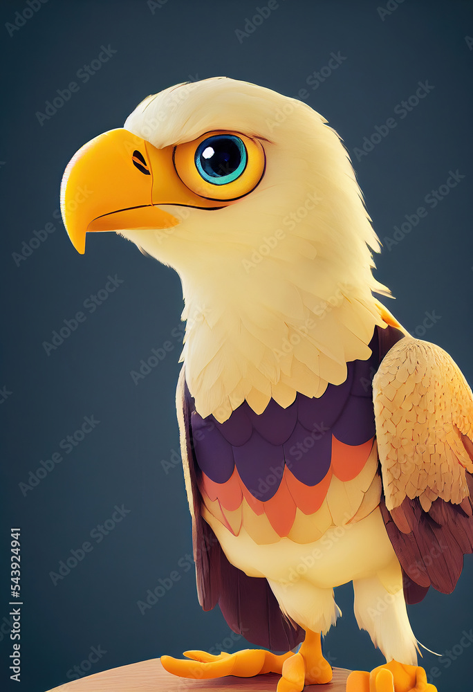 Cute eagle as cartoon character 3d rendering Stock Illustration | Adobe  Stock