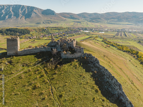 Romania - Transylvania - Trascau fortress (in hungarian: Torockószentgyörgyi vár) apuseni mountains from drone view photo