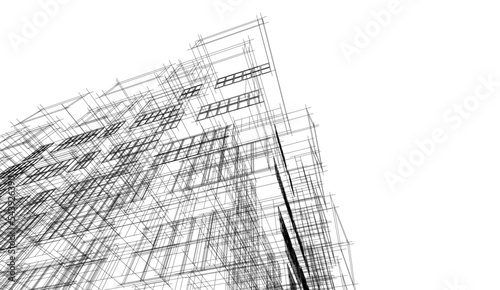 Architectural sketch of building on white background