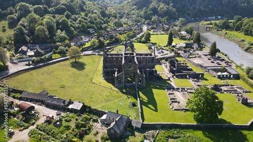 Fotografie Tintern Abbey Wales UK drone aerial view