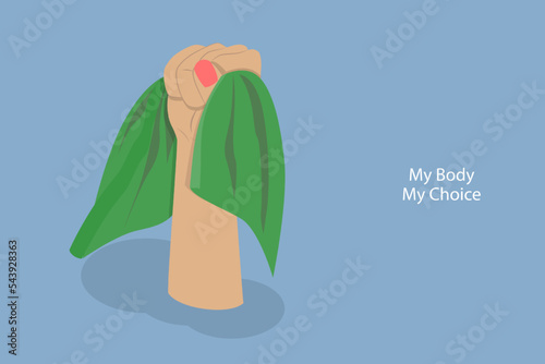 3D Isometric Flat Vector Conceptual Illustration of My Body My Choice, Movement Against a Ban on Abortion