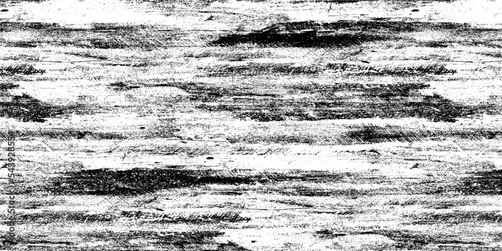 Obraz premium Monochrome texture composed of irregular graphic elements. Distressed uneven grunge background. Abstract vector illustration. Overlay for interesting effect and depth. Isolated on white background.