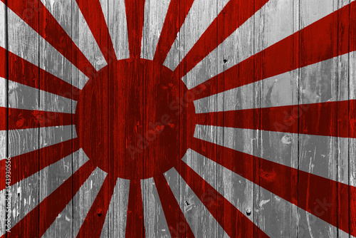 Japanese navy imperial flag on a textured background. Concept collage.