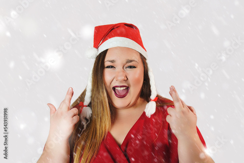 plus size woman asking for luck on christmas