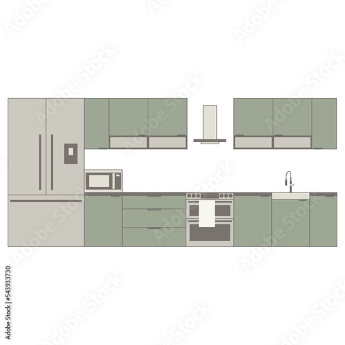Modern simple flat green kitchen design