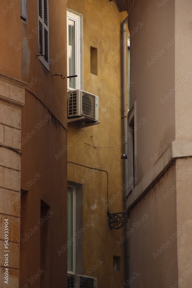 Facade of a classic building in Rome, Italy