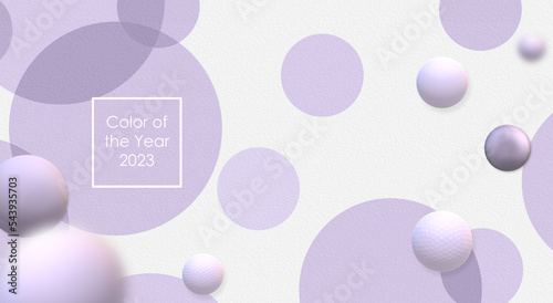 Space futuristic background for covers, presentations and advertisements. Bright contemporary abstract 3D background with purple and violet flying balls. Text Color of the year 2023